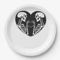 Skeleton Heart Hands Sign Halloween Costume Retro  Paper Plates