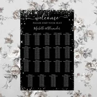 Black silver wedding seating chart 19 tables