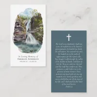 Watercolor Waterfall Cross Memorial Prayer Card