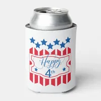 Happy 4th Stars and Stripes ID138 Can Cooler