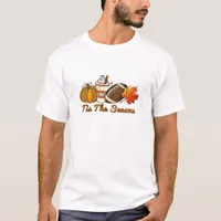 Tis The Season Thanksgiving Leaf Spice Football Fa T-Shirt
