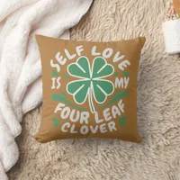  Self Love Four Leaf Clover Throw Pillow 