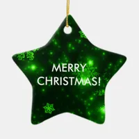 Snowflakes with Green Background Ornament