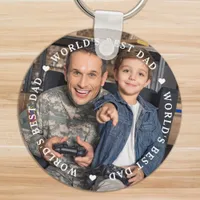 World's Best Dad Modern Father Son Photo Keychain