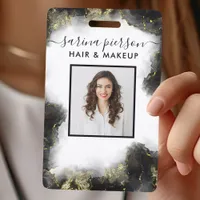 Black And Gold Modern Liquid Watercolor ID Badge