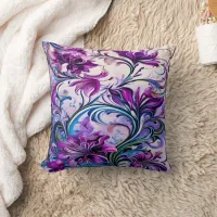 Vibrant Purple Floral Design on Elegant Background Throw Pillow