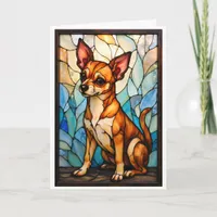 Stained Glass Style Tan Chihuahua Dog Card