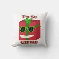 So Gifted Merry Christmas Prtesent Cartoon Art Throw Pillow