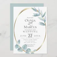 Wedding | Dusty Blue Watercolor Eucalyptus Leaves Invitation