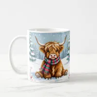 Cute Whimsical Highland Cow Christmas   Coffee Mug