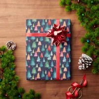 Christmas Trees Elegant Watercolor Pattern Holiday Wrapping Paper
