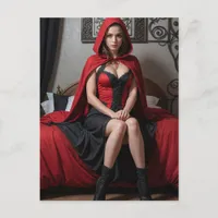 Sexy Lingerie Black and Red Riding Hood Woman Postcard