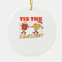 Tis The Season Christmas Retro Characters Ceramic Ornament
