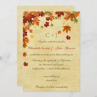 Fall Leaves Rustic Wedding Invitation