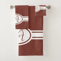 Burnt Henna brown Monogram Bath Towel Set