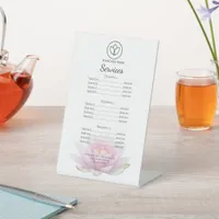 Pink Lotus Flower Spa Salon Services Menu Pedestal Sign