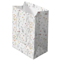 Minimalist Meadowcore Neutral Wildflowers Pattern Medium Gift Bag