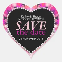 Preety Pink Tropical Save the Date Heart Sticker