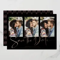 Real Rose Gold Handwritten Save the Date Foil Invitation