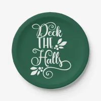 deck the halls Typography Holidays Paper Plates