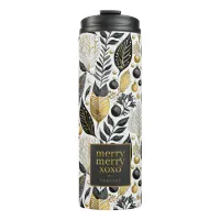 Black Gold Christmas Merry Pattern#21 ID1009 Thermal Tumbler
