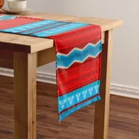 Southwest River Canyon Geometric Red Turquoise Short Table Runner