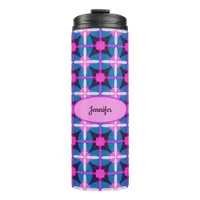 Retro Geometric Design in Pink, Purple and Blue -  Thermal Tumbler