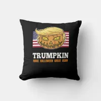 Trumpkin Halloween Pumpkin With Flag Scary Design  Throw Pillow