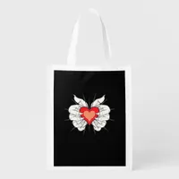 Skeleton Hands Heart Classic Aesthetic Grocery Bag