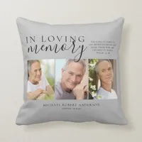 Gray In Loving Memory Photo Memorial Tribute Throw Pillow