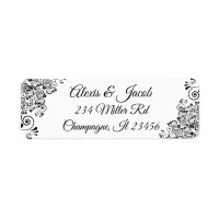 Black and White Elegant Script Return Labels