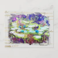 ** Lily Pads - Monet Pond Gold Handwriting AR23   Postcard