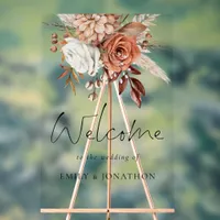 Rustic Terracotta Florals Welcome To Wedding Acrylic Sign