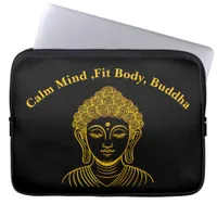 Golden Buddha Statue in Calm Setting Laptop Sleeve