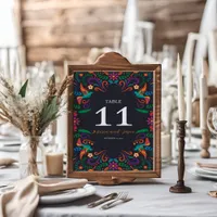 Mexican Black Colorful Floral Nuestra Boda Wedding Table Number