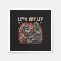 Funny Santa Is Burning Let's Get Lit Classic Napkins
