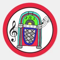 Cute Retro Jukebox Musical Notes Nostalgic Classic Round Sticker