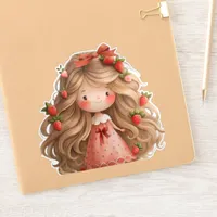 Strawberry Cute Girl Sticker