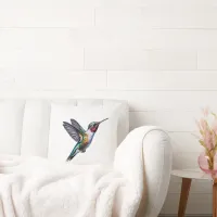 Wild Hummingbird flying Throw Pillow