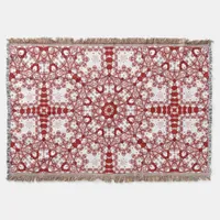 Azra • Red and White Geometric Mandala Throw Blanket