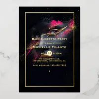 Hot-Pink and Gold Bachelorette Party Foil Invitation
