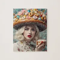 Blond Woman On Planet Doughnuts Fantasy Jigsaw Puzzle