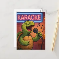 Karaoke Singing Turtle Postcard