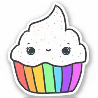 Cute Rainbow Cupcake Sprinkles Sticker