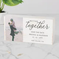 Better Together Script Photo Save The Date Wooden Box Sign