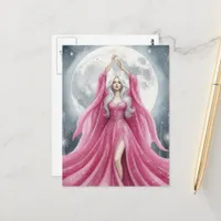 Witch Wearing Pink and a Full Moon  Postcard