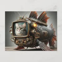 Funny Steampunk TV Catfish Postcard