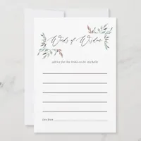 Rustic Greenery Winter Bridal Shower Advice Card