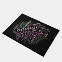 Yoga Word Cloud Plum/Green ID254 Doormat