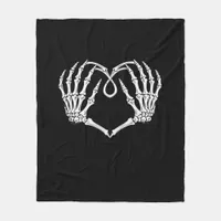 Valentines Day Gothic Heart With Skeleton Hands Va Fleece Blanket